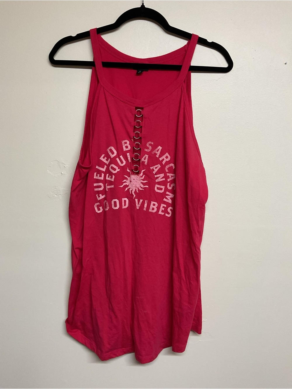 torrid Hot Pink Graphic Tank with Front Ring Detail